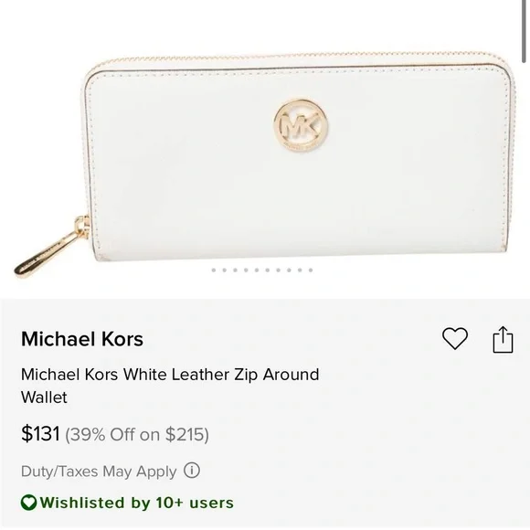 Michael Kors White and Gold Zip-Around Wallet - Picture 4 of 8
